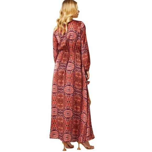 NWT MISA Los Angeles Kasia Maxi Dress Septima Tapestry Satin Cut-Outs M - Picture 2 of 13